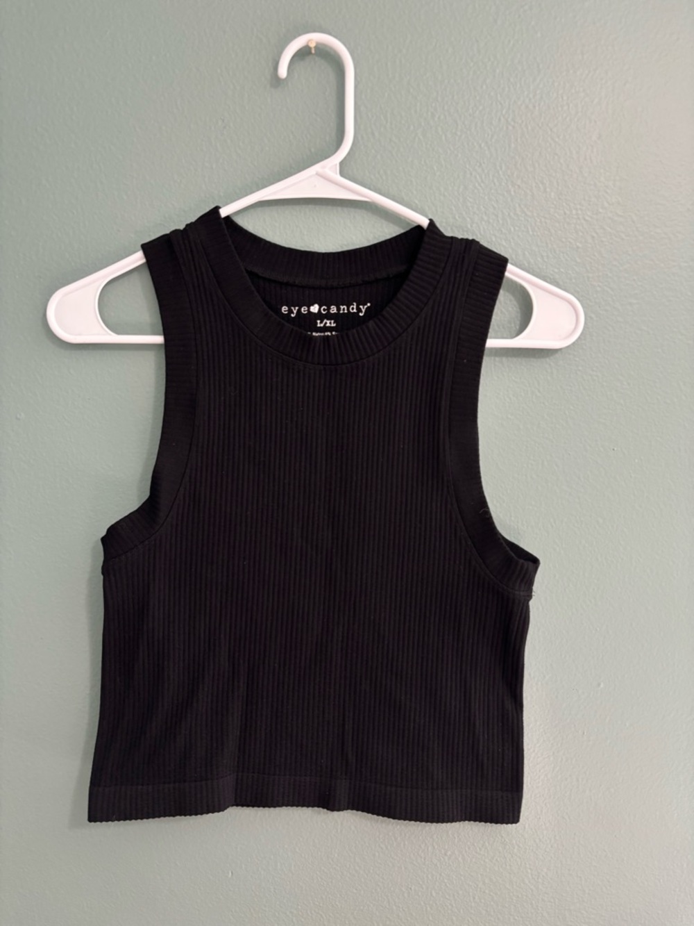 eye candy Black Ribbed Sleeveless Crop Tank